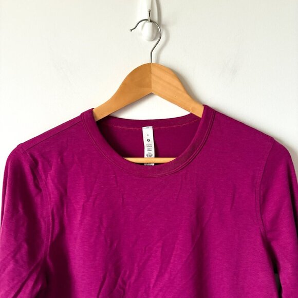 Lululemon Classic-Fit Cotton-Blend Long-Sleeve Shirt Magenta Purple Size 6 - Picture 4 of 6